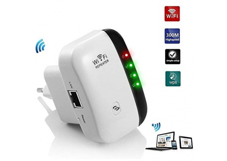 Aigital Répéteur WiFi 300Mbps Point daccès Wi-FI Extenseur sans Fil Amplificateur de Signal Compatibilité Universelle,1 Port