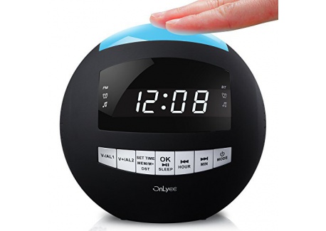 OnLyee Bluetooth Horloge Réveil Numérique avec Radio FM, Prise AUX-IN ,Chargement USB double, Veilleuse LED avec Variation Lu