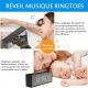 Radio Réveil Bluetooth Haut-Parleur Son Surround 360° Enceinte Bluetooth à LED Luminosité Réglable Affichage pour lHeure/Éle