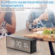 Radio Réveil Bluetooth Haut-Parleur Son Surround 360° Enceinte Bluetooth à LED Luminosité Réglable Affichage pour lHeure/Éle