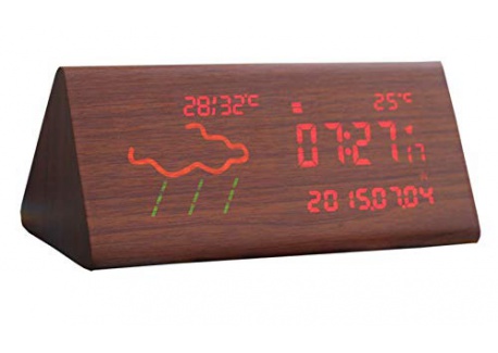 Réveil Météo Intelligent Horloge Météo De Chevet Lumineux WIFI Mode Silencieux Led Réveil,Triangle