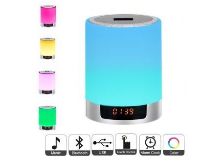 Lumières de nuit Bluetooth haut-parleur, lampe de chevet Touch Control réveil couleur LED couleur changeant de haut-parleur s