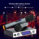 Microphone sans Fil Karaoké Micro sans Fil Professionnel Aluminium Alimenté par 2 AA Piles Exclu 2 Micro HF à Main Portable