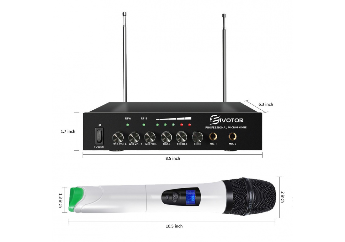 Système De Microphone Sans Fil Karaoké Micro VHF Double Canal,  Professionnel