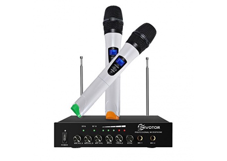 Microphone Sans Fil, EIVOTOR Micro Professionnel Portable 2 Micro Sans Fil  à Main + 1 Récepteur Set VHF pour Karaoké, Fête, C : 185.99 €