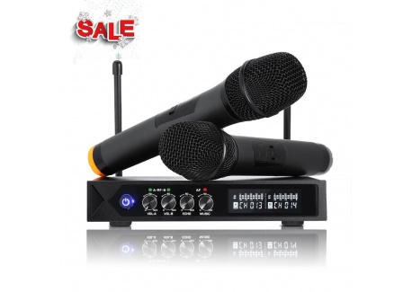 Karaoke Micro sans fil Bluetooth 4.1, LESHP S9-UHF Microphone sans fil Professionnel Système Karaoké Portable avec 2 Micropho