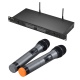 ammoon Microphone Professionnel UHF Sans Fil Système de Micro Dual Canaux Récepteur avec Écran LCD 2 Microphones PDA 6,35 mm 