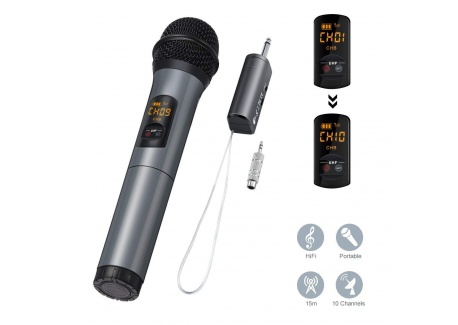 ELEGIANT Microphone Bluetooth, Micro Professionnel sans Fil Intégré FM Portables et Récepteur UHF Amplificateur pour Réunion,