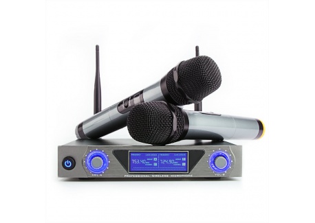 Microphone Sans Fil Micro Sans Fil UHF Micro HF Karaoké Système de Microphone LCD Récepteur 2 Canaux Micro Pratique 2 Microph
