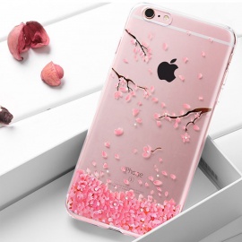 Ukayfe Coque en Silicone Fleurs de Cerisier Roses Etui de Protection Paillette Bling Diamant Strass Brillante Housse Souple C