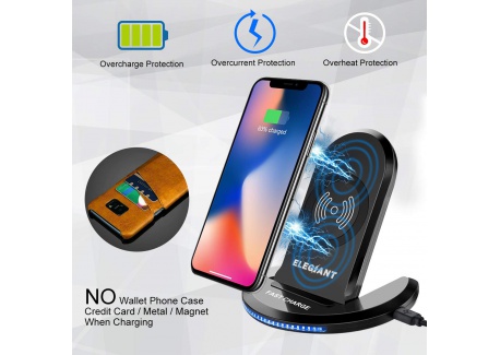 Chargeur sans Fil, ELEGIANT Chargeur à Induction Pliable Station de Rechargement Rapide pour IPhone 8 /8 plus /X Samsung Gala