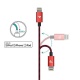 Rampow RAMPOW07 - [MFI certifié Apple] Câble Lightning vers USB en Fibre de Nylon Tressé - Chargeur iPhone - Rouge 1m/3.3ft [