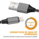 Cable iPhone chargeur iphone USB -  Pack de 3, 1m+2m+3m  en Nylon Tressé avec Connecteur en Aluminium pour iPhone X/XS/XR/8/7