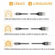 Cable iPhone chargeur iphone USB -  Pack de 3, 1m+2m+3m  en Nylon Tressé avec Connecteur en Aluminium pour iPhone X/XS/XR/8/7