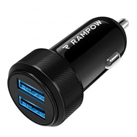 Rampow Chargeur Voiture USB Garantie à Vie - Chargeur Allume Cigare USB Ultra Compact 2 Ports 4.8A/24W pour iPhone X/8/7/6, i