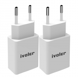 iVoler [Lot de 2] Original Set 2en1: Chargeur Slim Version Adaptateur 1A + Câble USB de Charge  1m , pour iPhone, iPad, Andro