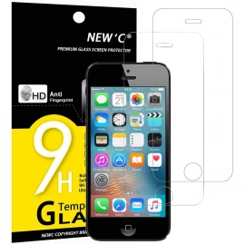 NEWC Verre Trempé pour iPhone 5,5S,Se,5C,[Pack de 2] Film Protection écran - Anti Rayures - sans Bulles dair -Ultra Résista