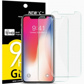 NEWC Verre Trempé pour iPhone X, iPhone XS,[Pack de 2] Film Protection écran - Anti Rayures - sans Bulles dair -Ultra Résis