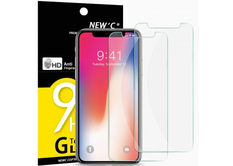 NEWC Verre Trempé pour iPhone X, iPhone XS,[Pack de 2] Film Protection écran - Anti Rayures - sans Bulles dair -Ultra Résis