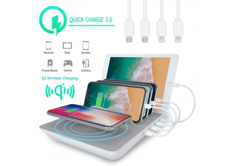 Station de Charge, KidsHobby Station de rechargement avec stations daccueil USB à 4 ports pour Android Apple iPhone iPad Sam