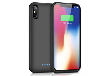 Trswyop Coque Batterie pour iPhone X/XS [6500 mAh], Portable Externe Batterie Puissante Power Bank Chargeur Coque Rechargeabl