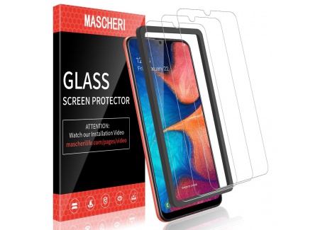 MASCHERI Verre Trempé pour Samsung Galaxy A20, protégé écran [3 pièces] [Cadre de positionnement ] Film ecran de Protection é