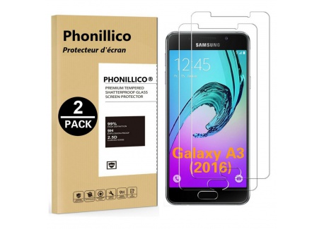 PHONILLICO [Pack de 2] Verre Trempe pour Samsung Galaxy A3 2016 SM-A310 - Film Protection Ecran Verre Trempe Ultra Resistant 