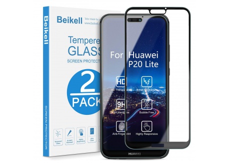 Beikell Verre Trempé Huawei P20 Lite, [Lot de 2] Couverture Complète Film Protection décran en Verre Trempé Film Protecteur 