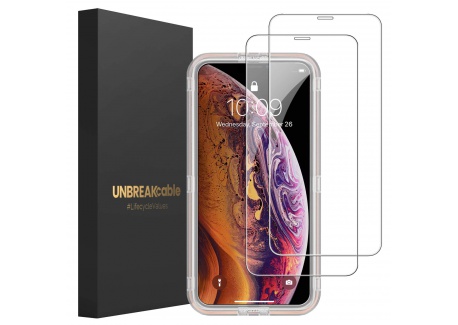 UNBREAKcable Verre Trempé iPhone XS [2 Pièces] Film de Protection décran pour iPhoneX, Protège Écran Série Double Défense [A