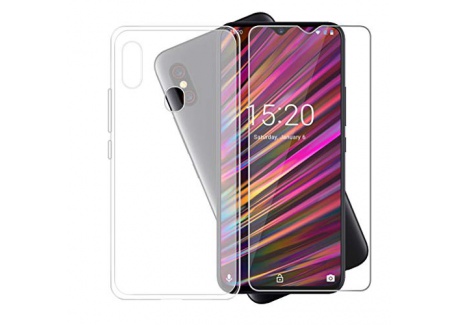 JIENI Coque pour Doogee Y8 Crystal Transparente Silicone TPU Cover Housse Bumper Etui Case + Film Protection écran en Verre t