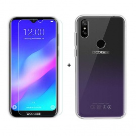 SCDMY pour Doogee Y8 Coque Silicone + Verre trempé écran Film, Transparent Case Souple TPU Bumper Etui Housse e Verre trempé 