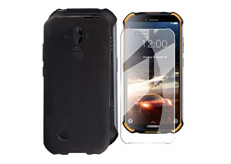 DYSu Coque pour Doogee S40  5.5"  Black Silicone Souple Étui TPU Protection Cover Housse Case Shell + Verre trempé écran Film