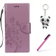 Coque ASUS ZenFone 4 Max ZC520KL Violet Clair 3D Fleurs de Papillons Portefeuille Fermoir Magnétique Supporter Flip Téléphone