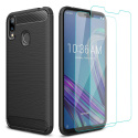 Coque ASUS Zenfone Max  M2  ZB633KL+[Lot de 2] Verre trempé Écran Protecteur, Coque Silicone TPU Bumper Etui Housse + F