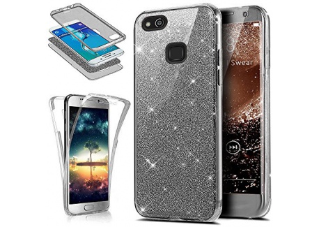 Coque Huawei P8 Lite 2017 Etui,ikasus Intégral 360 Degres avant + arrière Full Body Protection Bling Brillant Glitter Transpa