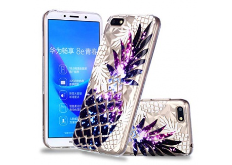 Artfeel Ultra Mince Souple Clair Coque pour Huawei Y5 2018,Étui en Relief Ananas Coloré Géométrique Motif, Flexible TPU Silic