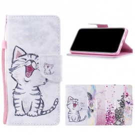 Coque en PU Cuir pour Huawei Y5 2018 / Honor 7S, Misstars Portefeuille Etui à Rabat avec Motif Chat Mignon Antichoc Porte Car