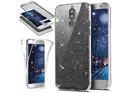 Coque Huawei Mate 10 Lite Etui,ikasus Intégral 360 Degres avant + arrière Full Body Protection Bling Brillant Glitter Transpa