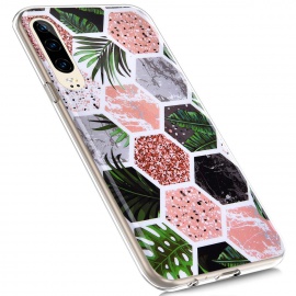 MoreChioce compatible avec Coque Huawei P30,compatible avec Coque Huawei P30 Silicone Marbre,Jolie Forêt Tropicale Hybrid Cry