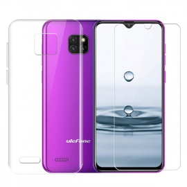 LJSM pour Ulefone Note 7 2019 Coque + Verre trempé écran Film Protecteur - Transparent Souple Silicone Étui Protection Housse