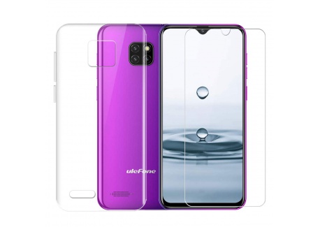 LJSM pour Ulefone Note 7 2019 Coque + Verre trempé écran Film Protecteur - Transparent Souple Silicone Étui Protection Housse