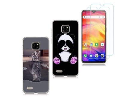 2 X Coque pour Ulefone Note 7  2019 ,Chat Tigre + Panda Souple Silicone TPU Housse Étui de Protection pour Ulefone Note 7  20