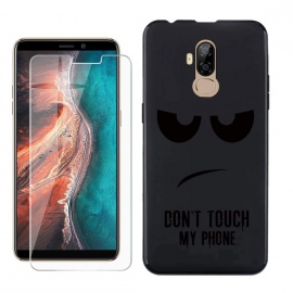 HHUAN Coque pour Ulefone P6000 Plus Noir Cover Souple Silicone TPU Ne me Touche Pas Housse Etui Bumper Case + HD Verre trempé