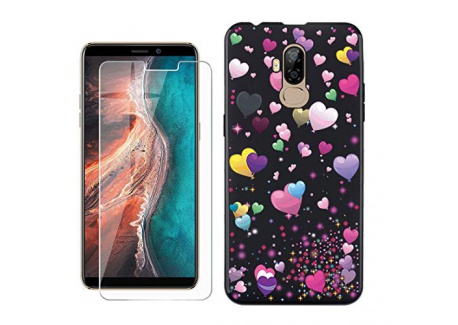 HHUAN Coque pour Ulefone P6000 Plus Noir Cover Souple Silicone TPU Ne me Touche Pas Housse Etui Bumper Case + HD Verre trempé