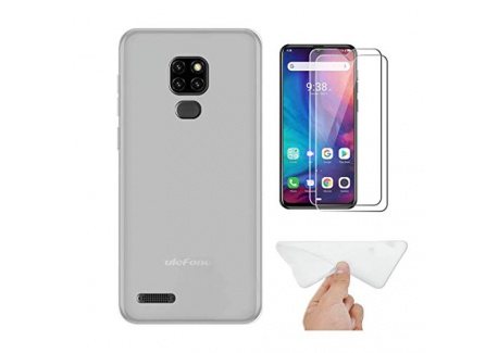 HYMY Coque pour Ulefone Note 7P  6.1"  + 1 x Film Protection décran en Verre Trempé - Blanc Laiteux TPU Doux Silicone Etui B