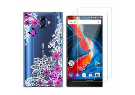 crisant Coque Ulefone Mix Fleur de Papillon Impression Souple TPU Silicone Arrière Étui pour Ulefone Mix  5,5 Pouces  avec De