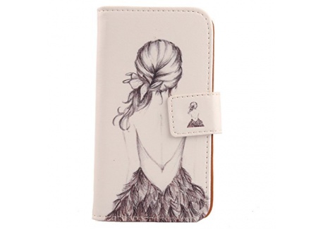 Lankashi Housse Case PU Cuir Cover Flip Etui Coque Protection Skin pour Ulefone P6000 Plus 6" Wing Girl Design 