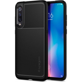 Spigen Coque Xiaomi Mi 9 [Rugged Armor] Souple, Fibre de Carbone, Noir Matte, Antichoc, Anti-Rayure, Coque Etui Housse pour L