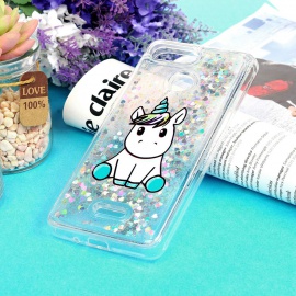 Coque pour Xiaomi Redmi 6/6A, Etui Bling Silicone Sables Mouvants TPU Quicksand Souple Protecteur Housse Elégant - Licorne