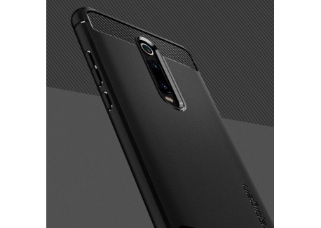 Spigen Coque Xiaomi Mi 9T, Coque Xiaomi Mi 9T Pro [Rugged Armor] Souple Silicone Noir Matte, Anti-Rayure, Anti-Choc, Air Cush